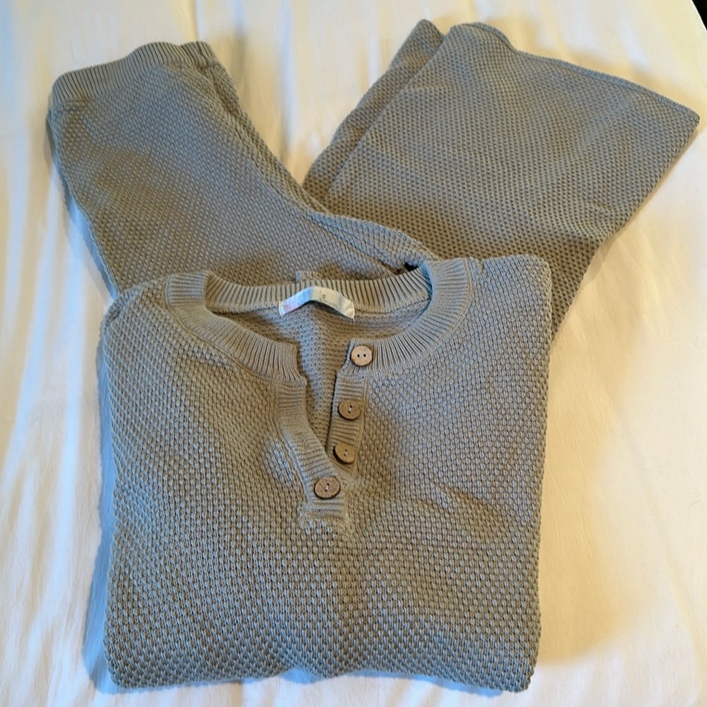 Freepeople Hailee Waffled Sweater Set Size Medium Silver Gray